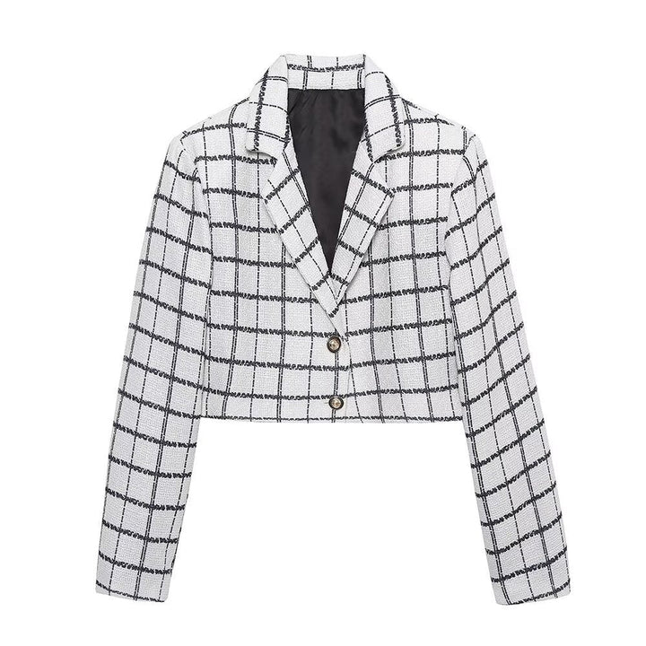 Levoire | Ensemble de Blazer à Carreaux Élégant et Jupe Mini Top à motifs A3