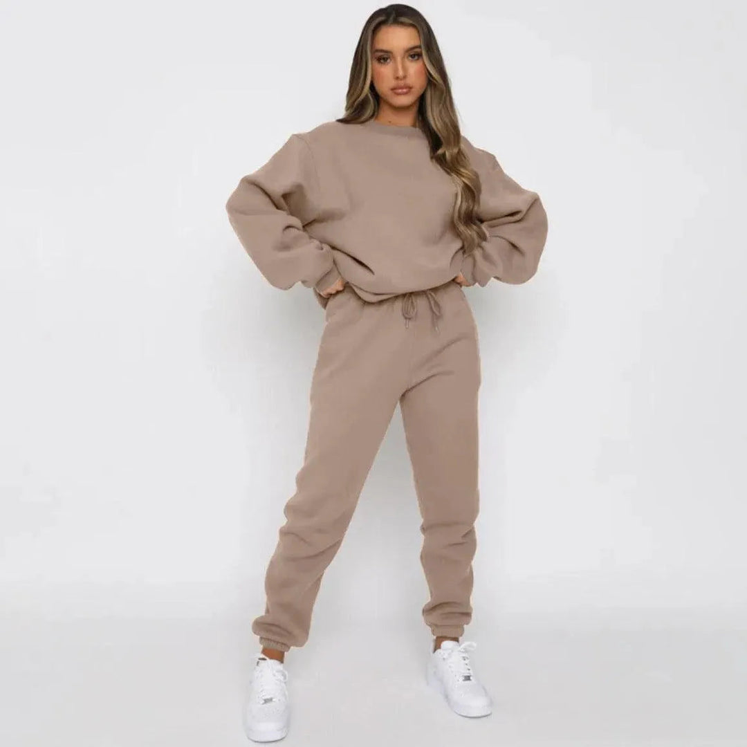 Levoire | Ensemble décontracté et à la mode avec un col rond fixe pour femmes Khaki
