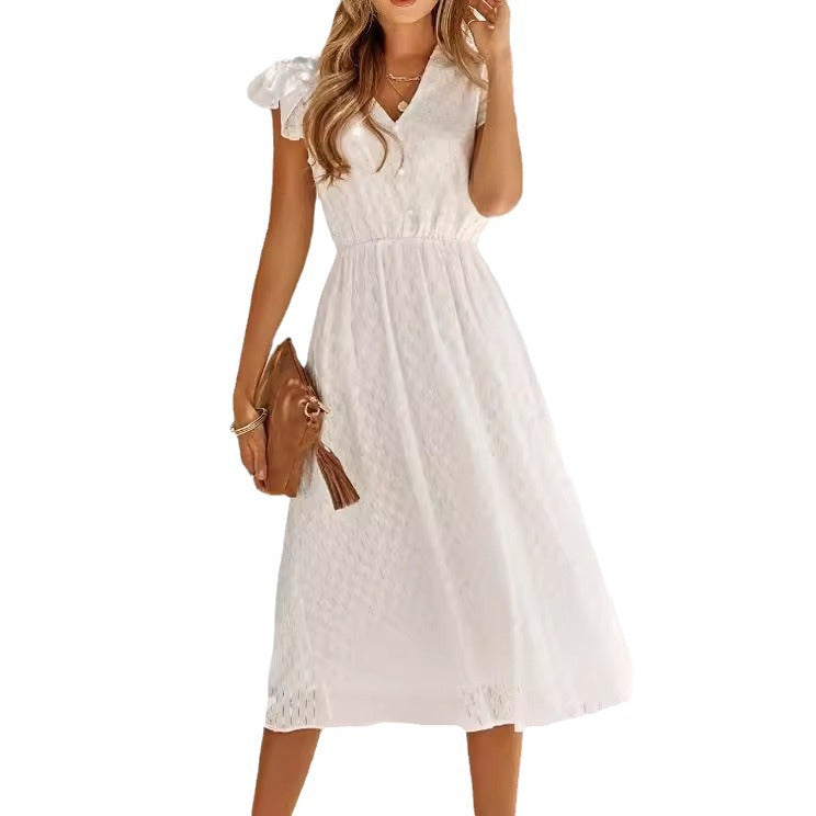 Robe midi femme avec détails plissés et délicates manches bouffantes Levoire