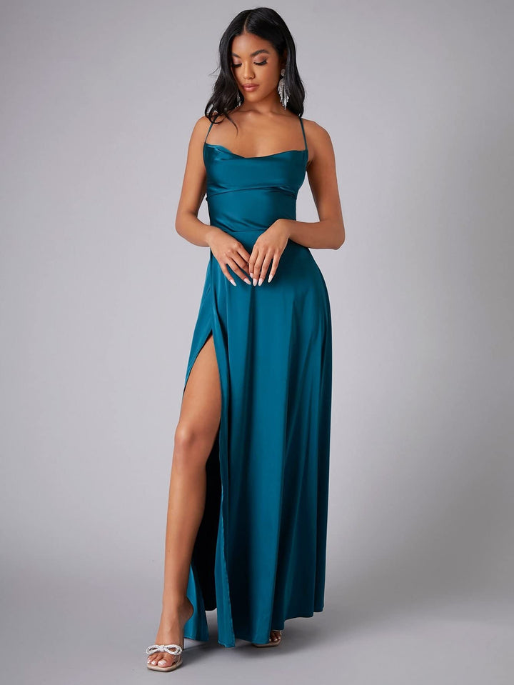 Levoire | Robe Longue Taille Haute Sans Bretelles Élégante Plus de bleu