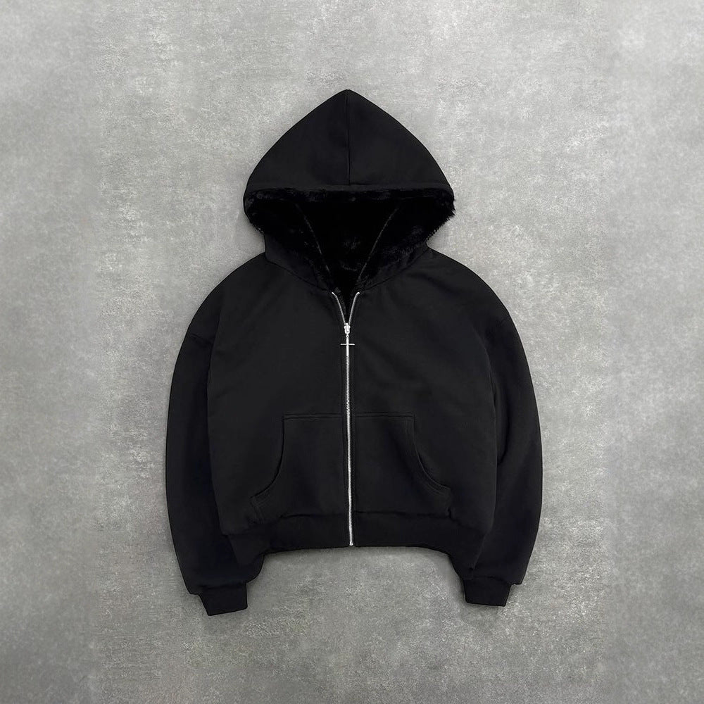 Veste à capuche pour femmes avec doublure en polaire animale et poches pratiques Levoire