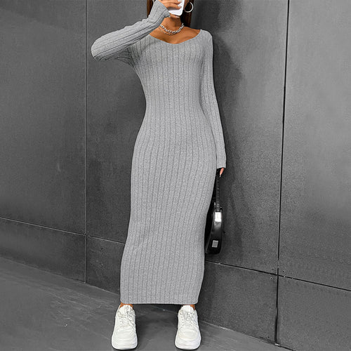 Robe tricotée ajustée à manches longues pour femmes Levoire