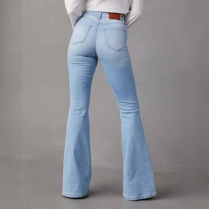 Jeans évasés pour femmes avec effet Destroyed tendance Levoire