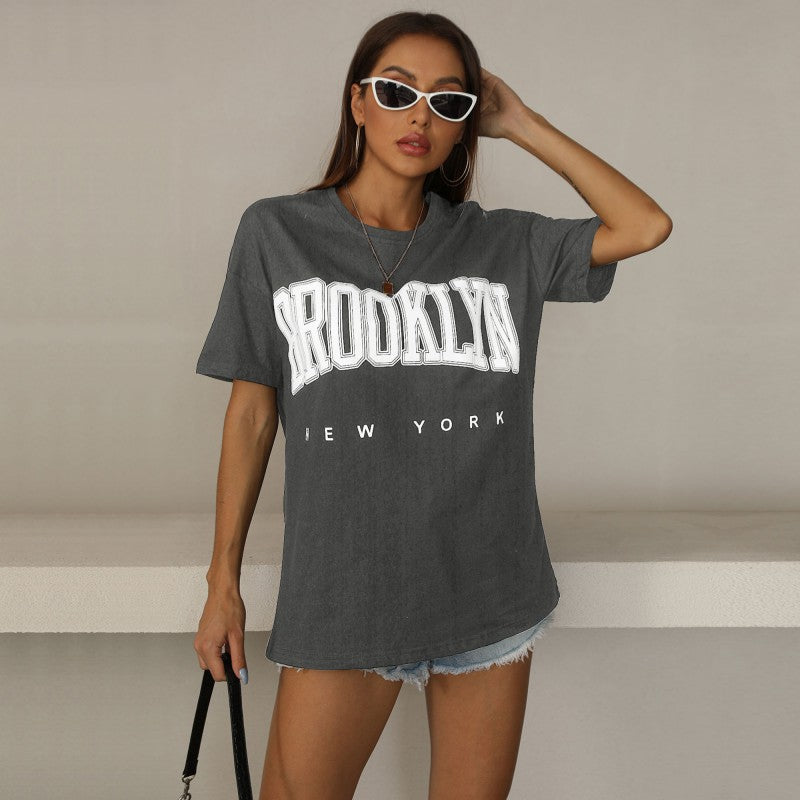 T-shirt surdimensionné pour femmes avec impression tendance Brooklyn Levoire