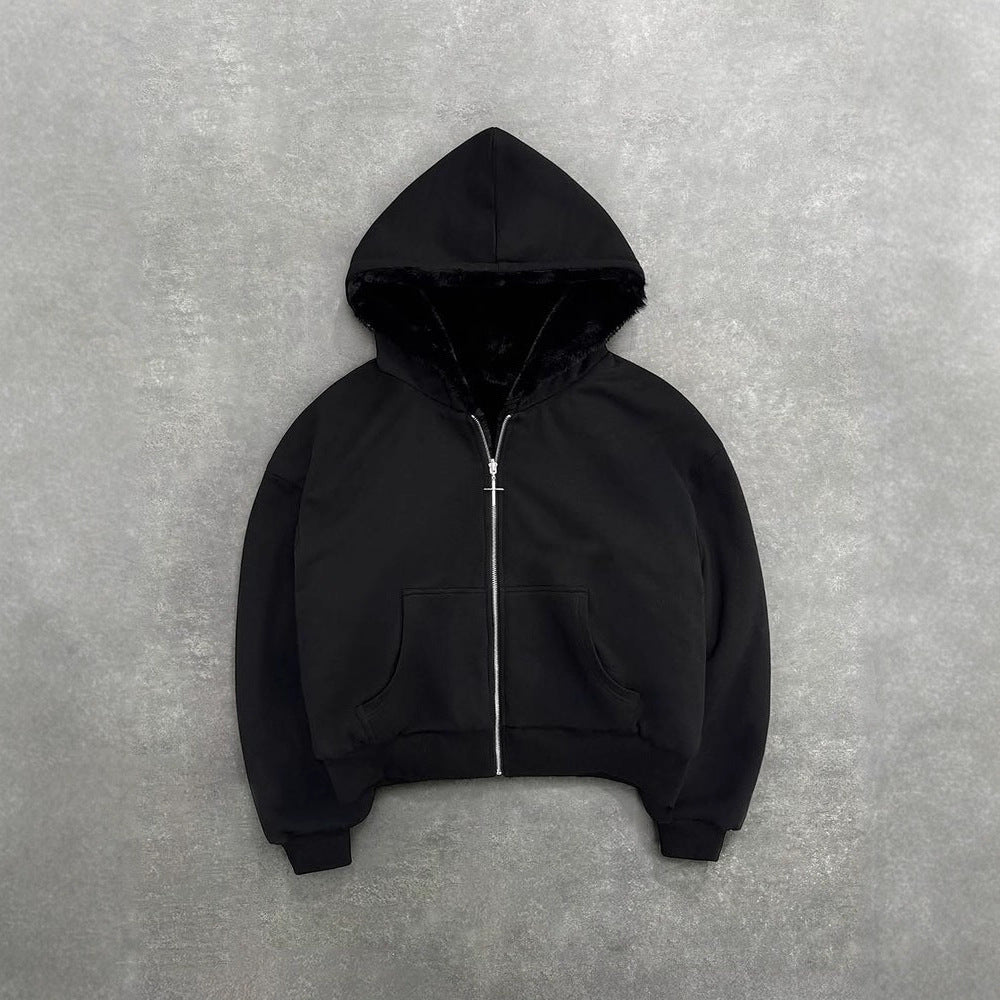 Veste à capuche pour femmes avec doublure en polaire animale et poches pratiques Levoire