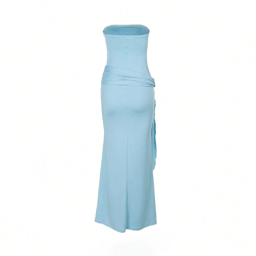 Robe maxi femme avec design épaules nues et fente latérale Levoire