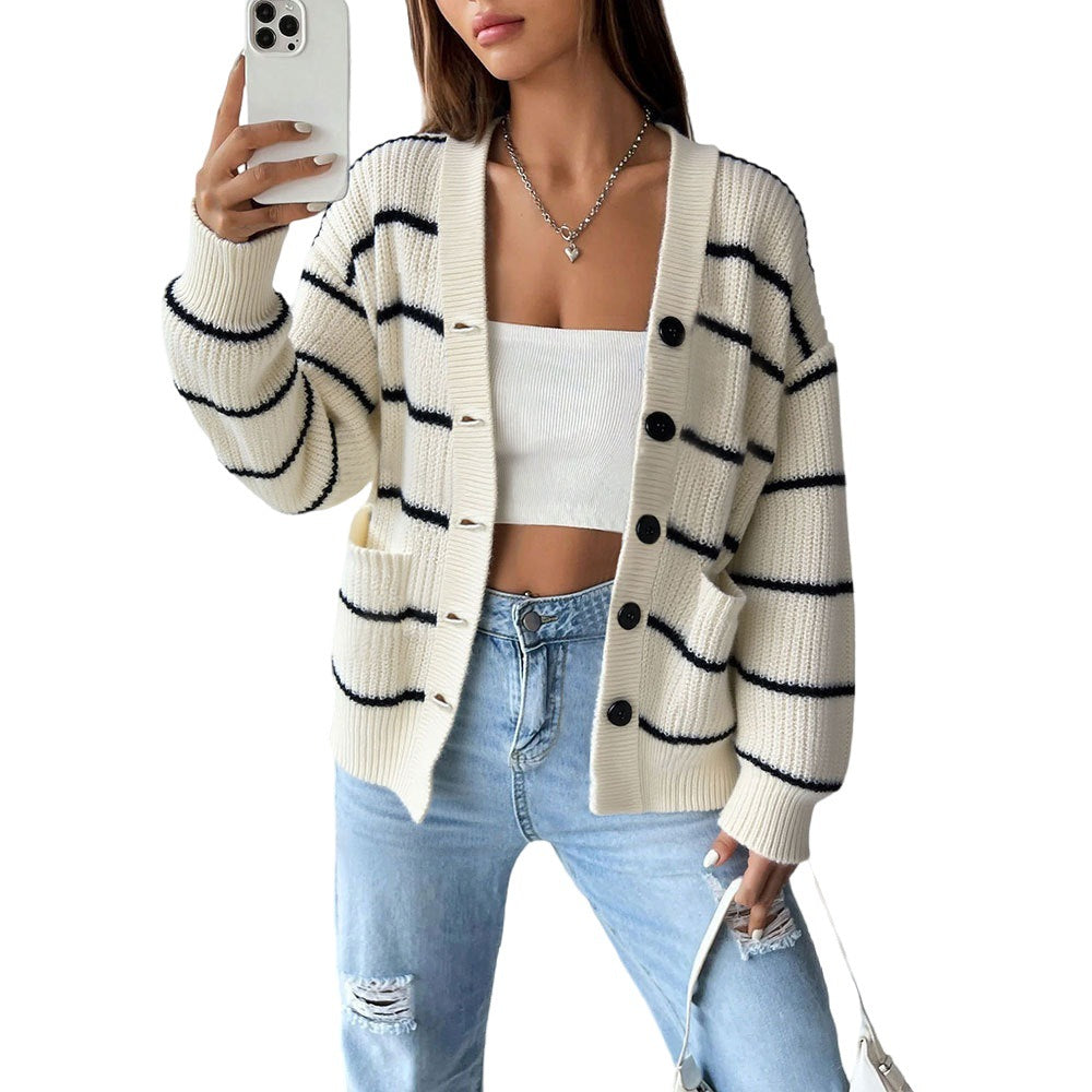 Gilet femme à manches longues avec des détails de rayures classiques Levoire