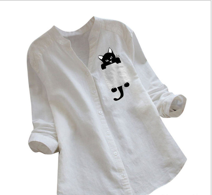 Blouse tendance pour femmes avec motif de chat amusant Levoire