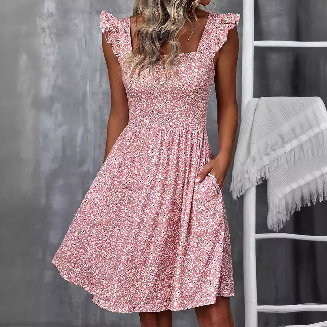 Robe d'été pour femmes avec des manches froncées et une fente Levoire
