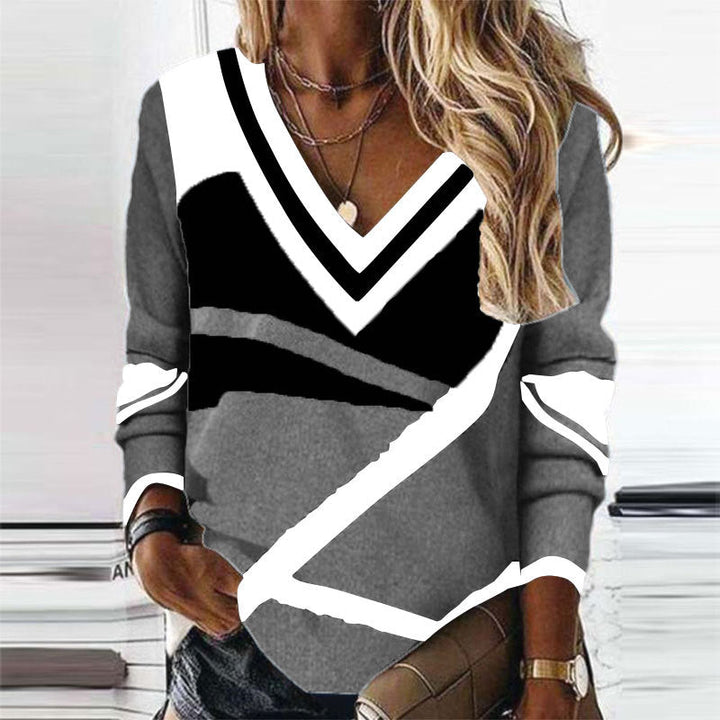Levoire | Élégant T-shirt à col en V Druck