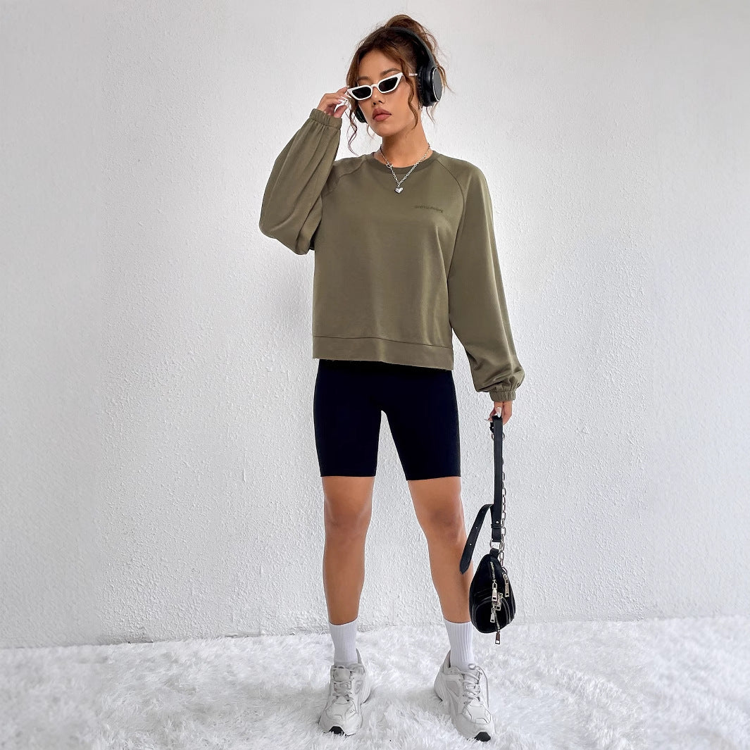 Sweatshirt décontracté pour femmes à raglan avec poignets élastiques et design minimaliste Levoire