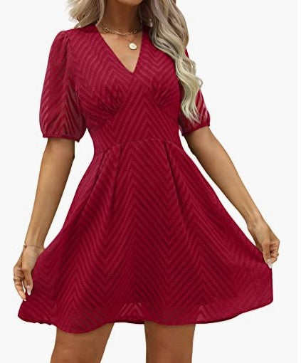 Robe femme avec manches bouffantes ¾ et décolleté en V Levoire