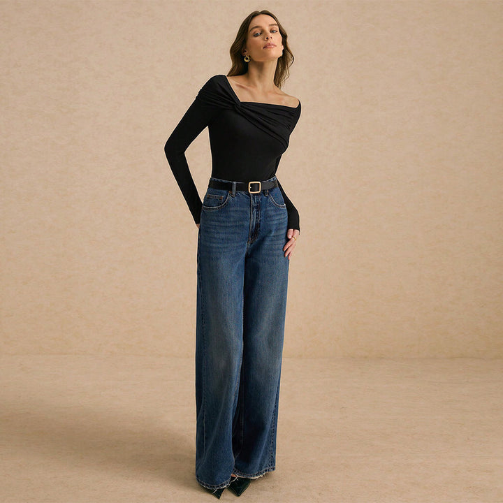 Chemise à manches longues pour femme avec design drapé asymétrique Levoire