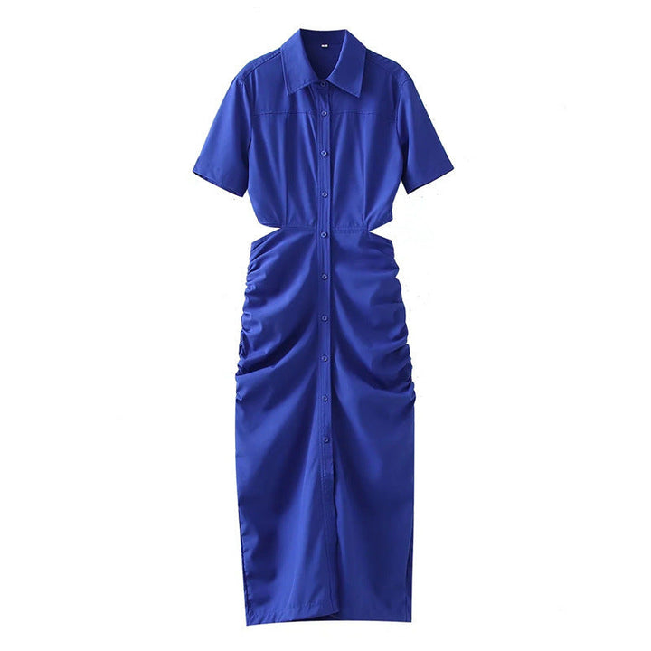 Levoire | Robe d'été décontractée à manches courtes ouvertes Bleu foncé
