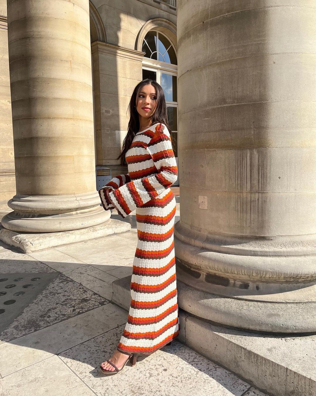 Levoire | Robe Maxi Rayée Avec Décolleté En Tricot