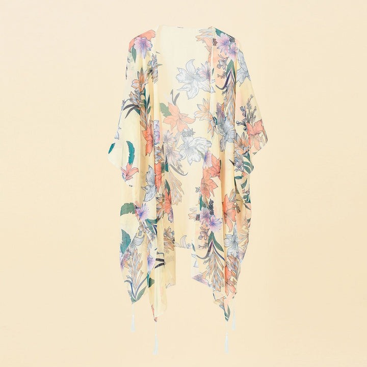 Levoire | Kimono D'Été En Tricot En Forme De Fleur Pour Femmes Jaune Rose