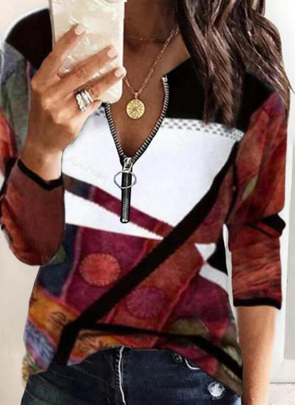 Levoire | Rennokas imprimé à manches longues T-shirt zippé 7