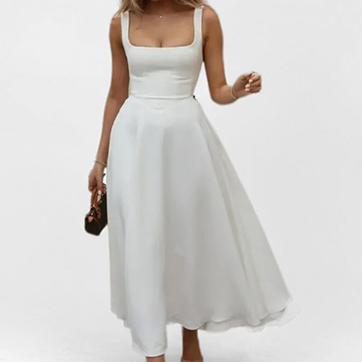 Robe Maxi Élégante pour Femmes avec Encolure Carrée et Jupe Flottante Levoire