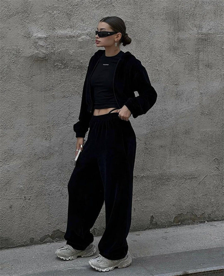 Levoire | Confortable Sweat à Capuche Ensemble Pantalon Ajusté noir