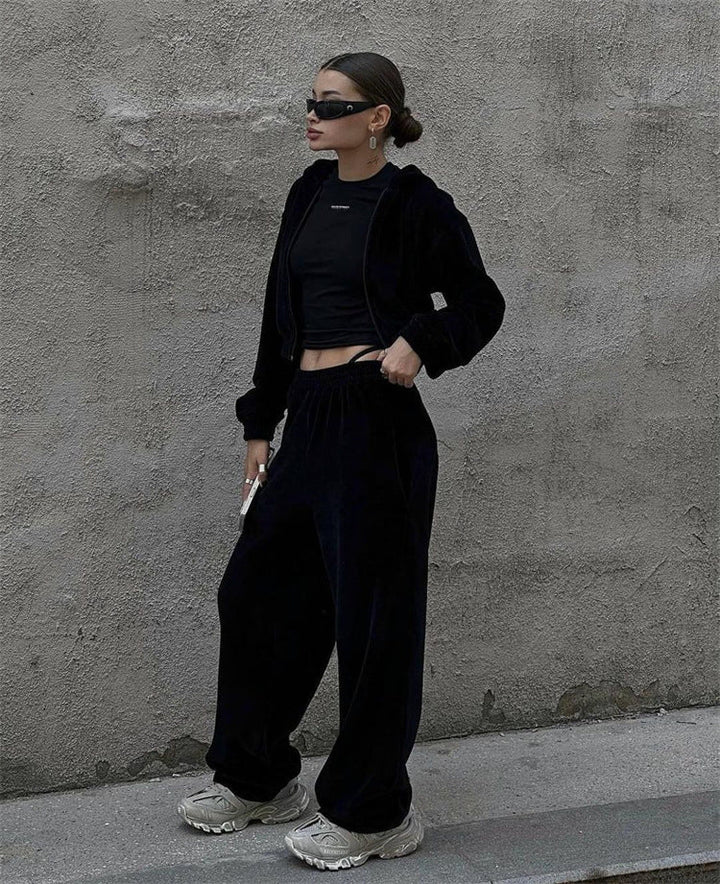 Levoire | Confortable Sweat à Capuche Ensemble Pantalon Ajusté noir