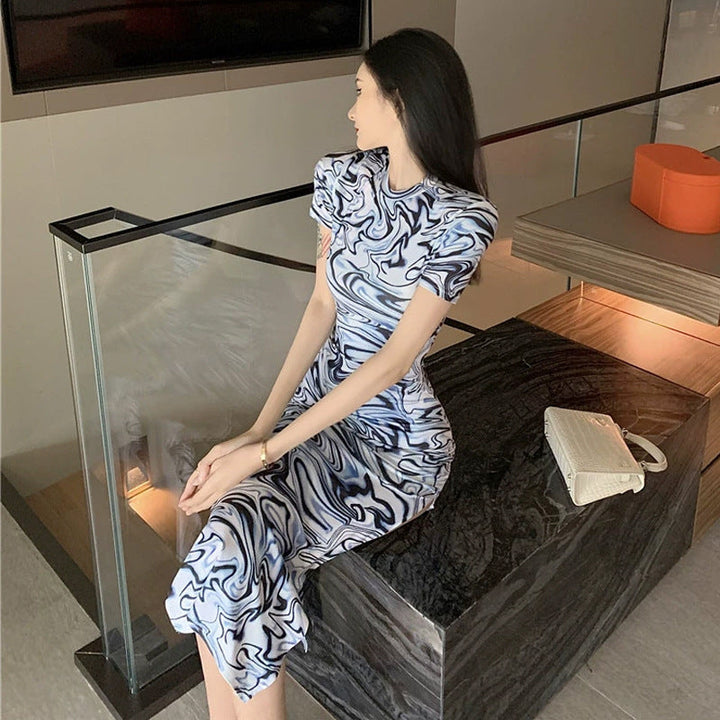 Levoire | Robe imprimée Fentes hautes Robe cintrée à la taille