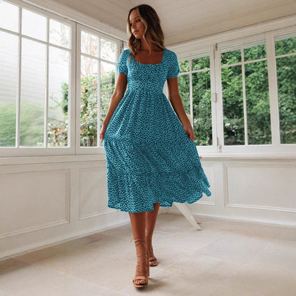 Levoire | Robe à fleurs Col carré Manches bouffantes