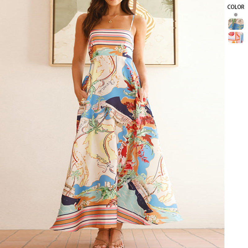 Robe d'été longue pour femme avec un design patchwork coloré et des poches pratiques Levoire