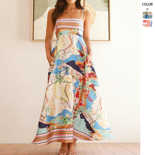 Robe d'été longue pour femme avec un design patchwork coloré et des poches pratiques Levoire