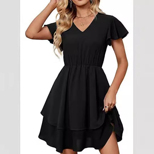 Robe décontractée femme avec jupe flottante et manches froncées Levoire