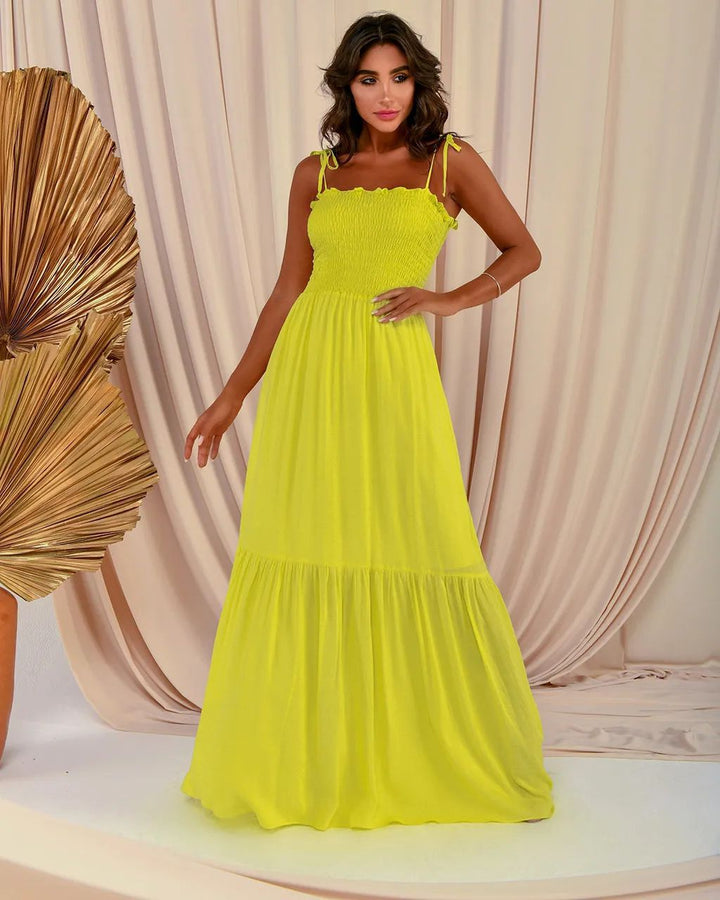 Robe maxi pour femme avec corsage élastique et nœud ludique Levoire
