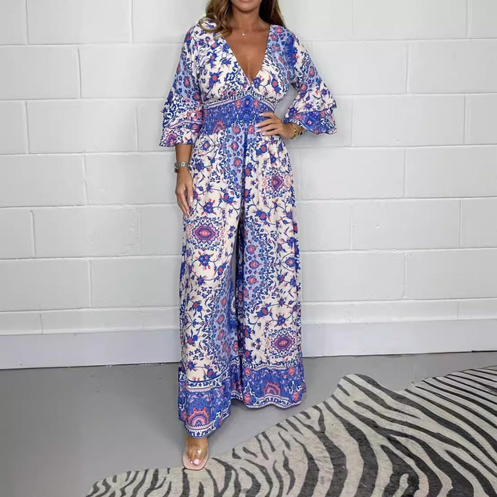 Combinaison féminine avec design floral et manches évasées larges Levoire