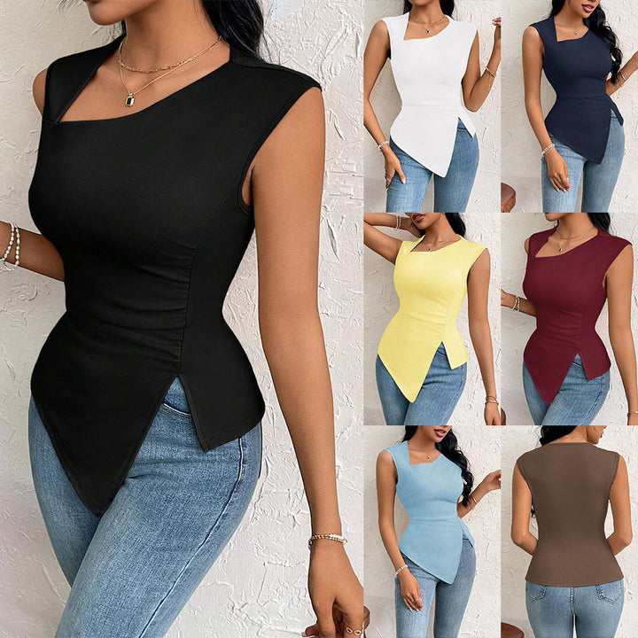 Top asymétrique pour femmes avec drapage élégant et découpe à la mode Levoire