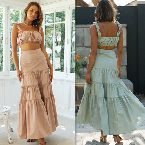 Ensemble Femme Deux Pièces avec Haut Rassemblé et Jupe Lâche Levoire