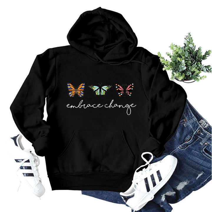 Sweat à capuche pour femmes avec motif de papillon inspirant et message motivant Levoire