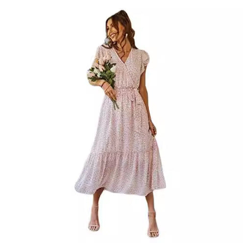 Robe maxi pour femmes avec décolleté en V profond et jupe évasée Levoire