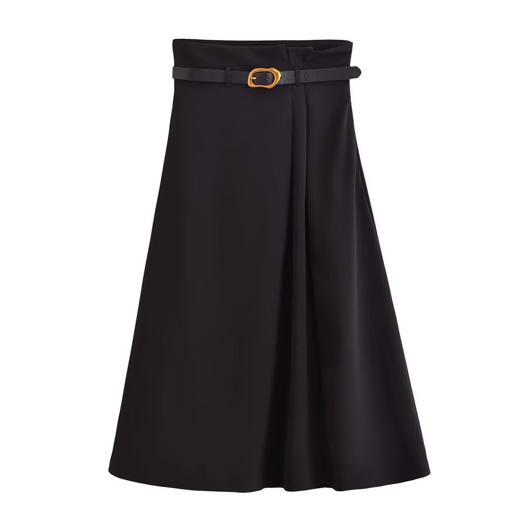 Levoire | Jupe midi printanière élégante noir