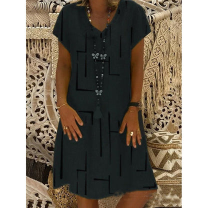 Levoire | Robe à encolure en V à motif tendance noir