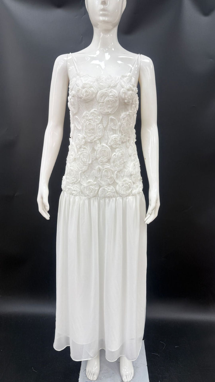 Levoire | Robe sans manches à bretelles spaghettis à patchwork floral chic Blanc
