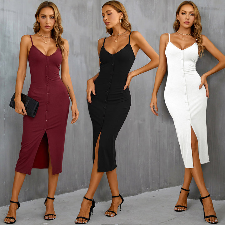 Robe midi pour femme avec élégante patte de boutonnage et fente stylée Levoire