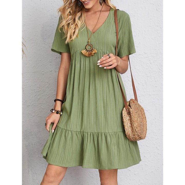 Robe en viscose décontractée pour femmes avec des fronces et un ourlet large Levoire