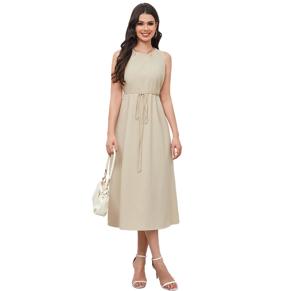 Robe mi-longue pour femme avec cordon élégant et ourlet flottant Levoire