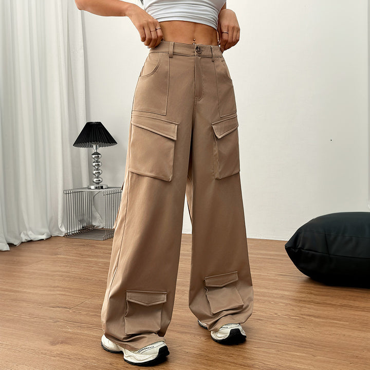 Pantalons cargo larges pour femmes avec poches pratiques et taille élastique Levoire