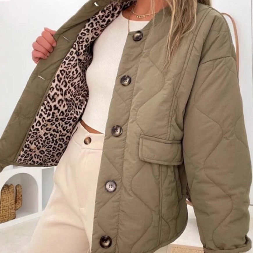 Veste matelassée de transition pour femmes au design moderne avec doublure imprimée animalier Levoire