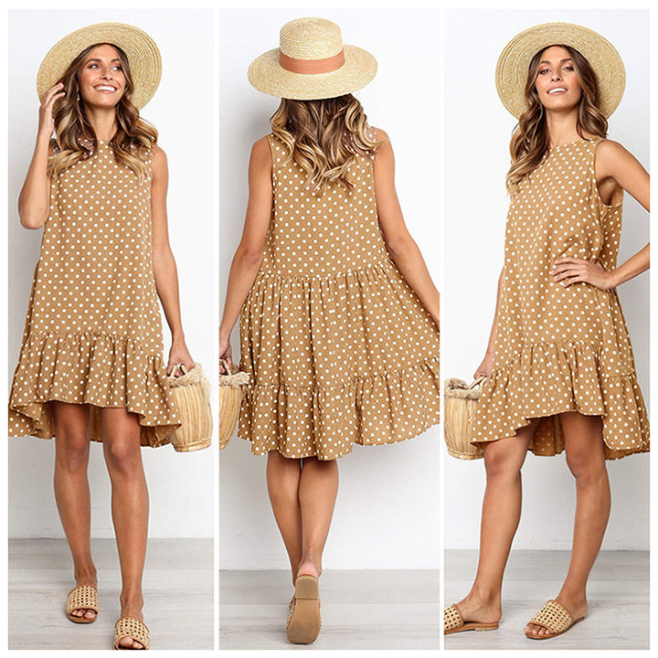 Robe d'été A-line pour femme avec ourlet volanté et pois Levoire