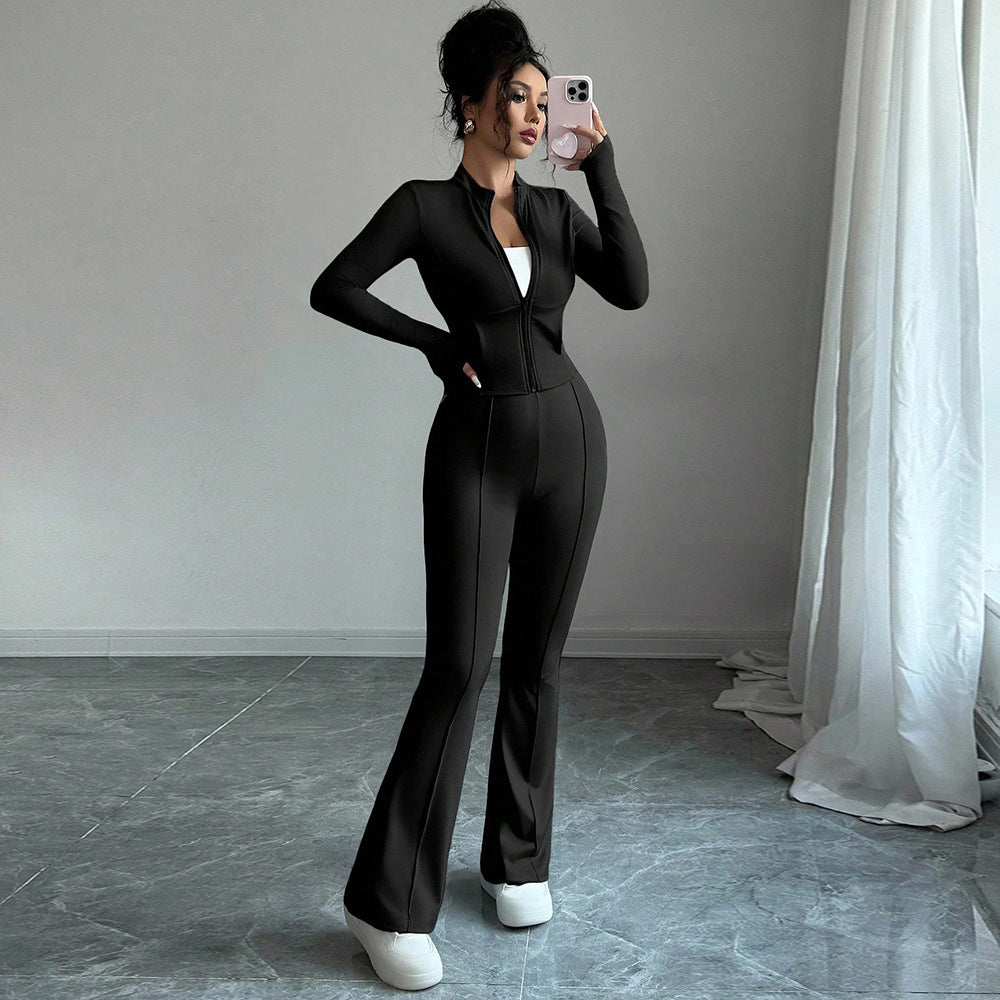 Veste de sport pour femmes avec fermeture éclair et jambes évasées Levoire