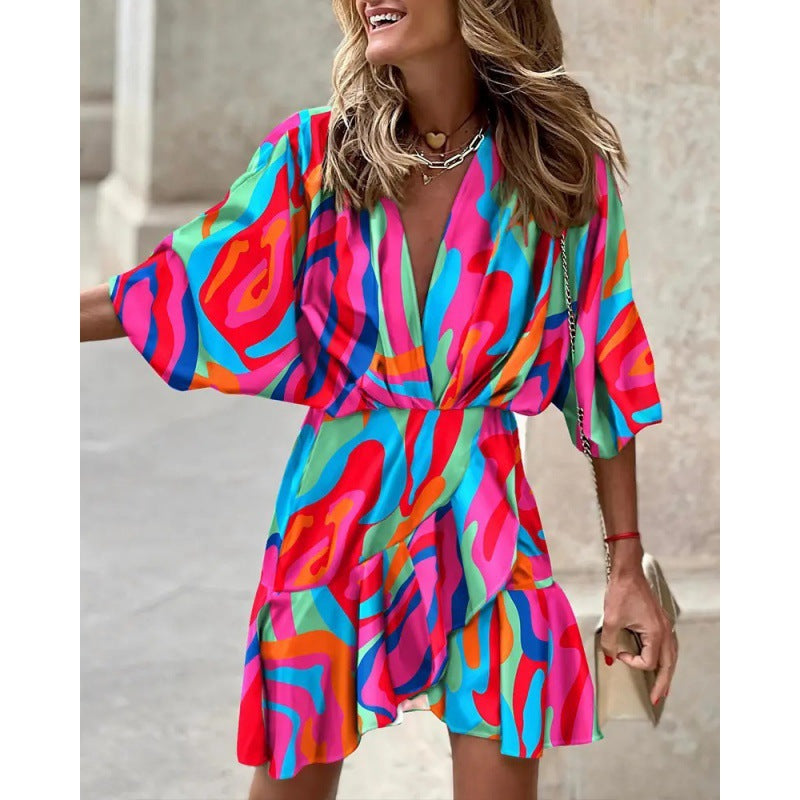 Levoire | Robe à encolure en V asymétrique tendance Couleur