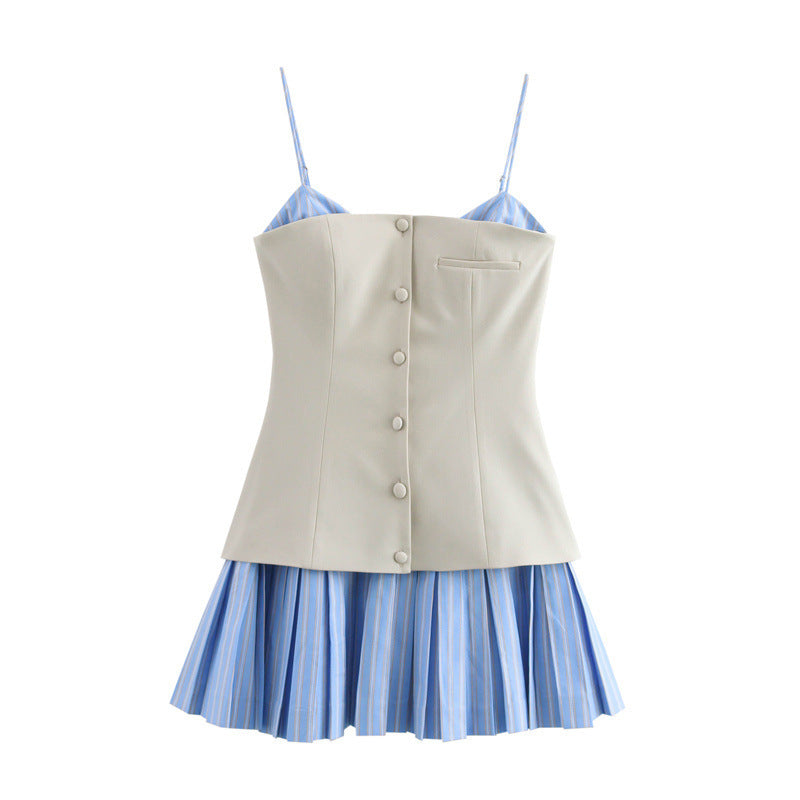 Levoire | Élégant robe à bretelles spaghetti en satin patchwork