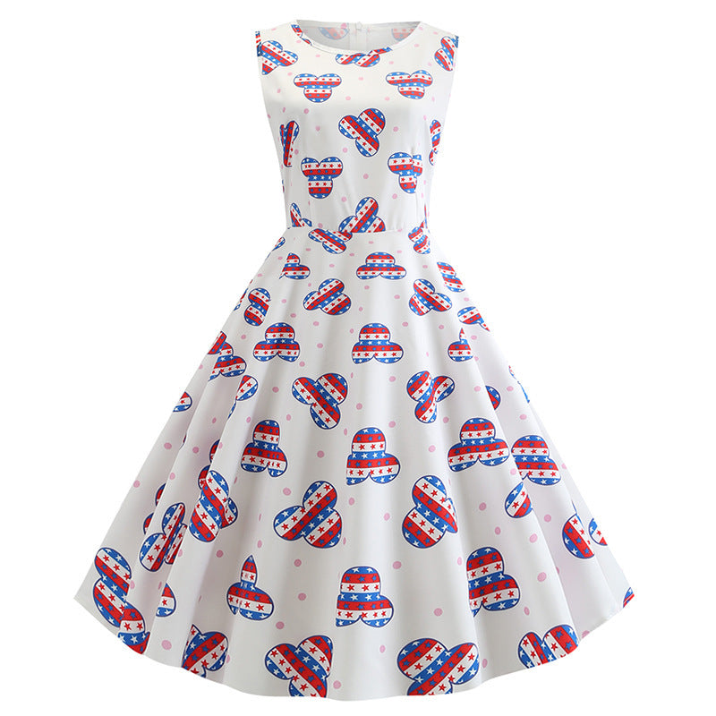 Robe swing rétro pour femmes avec motif joyeux et jupe tourbillonnante Levoire