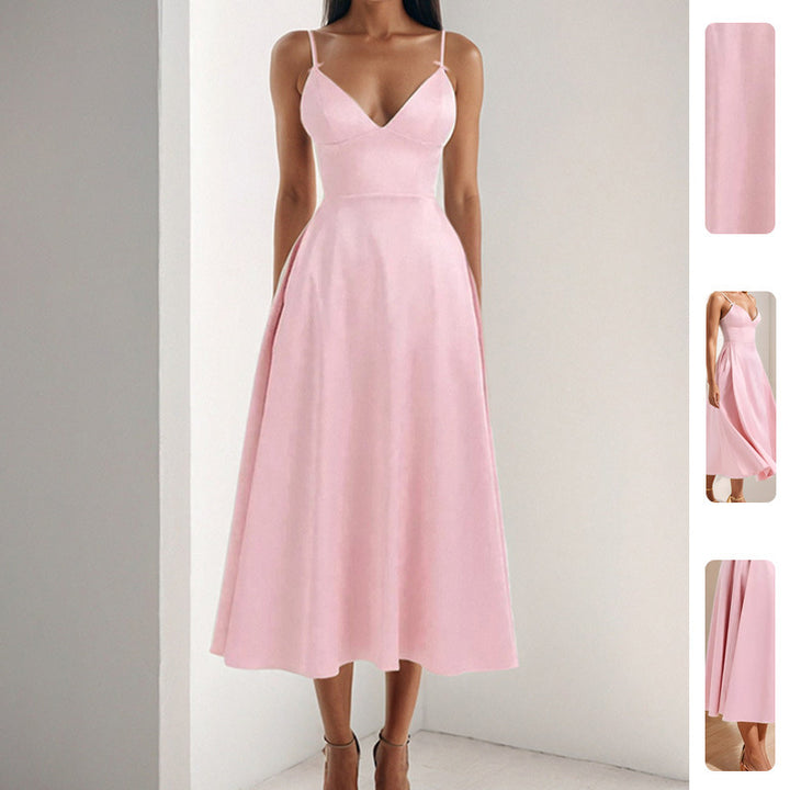 Robe maxi élégante pour femmes avec décolleté en V et jupe fluide Levoire