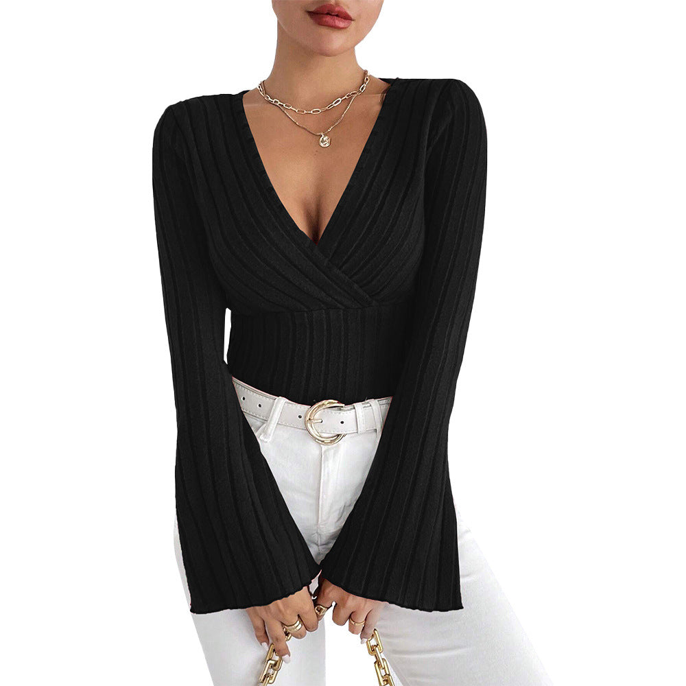 Chemise à manches longues pour femmes avec design enroulé et manches volumineuses Levoire